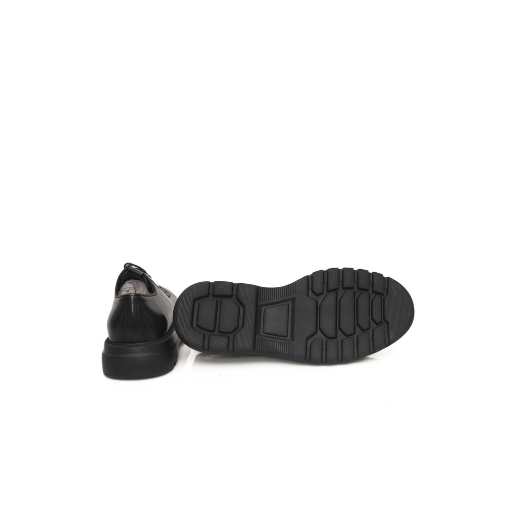 Cerruti 1881 Black Calfskin Men Derby Shoe Cerruti 1881