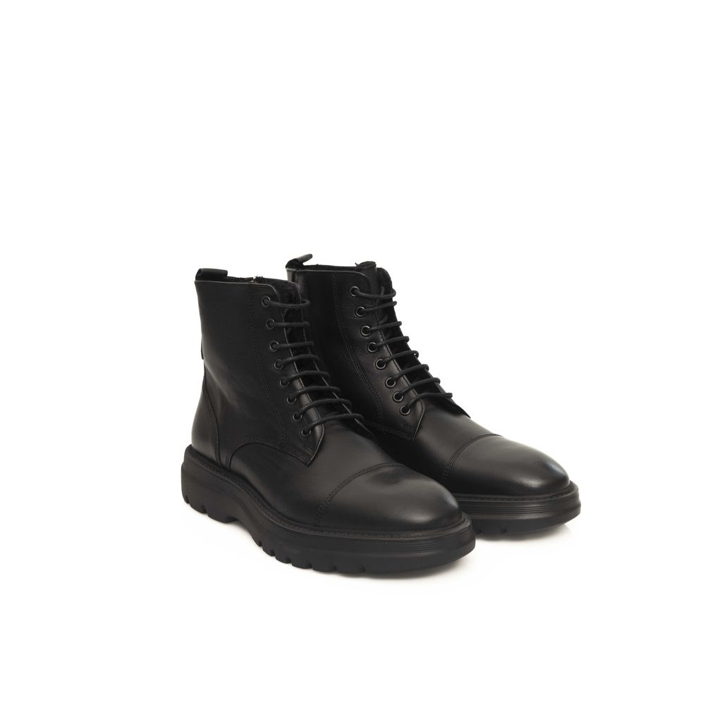 Cerruti 1881 Black Leather Men Boot Cerruti 1881