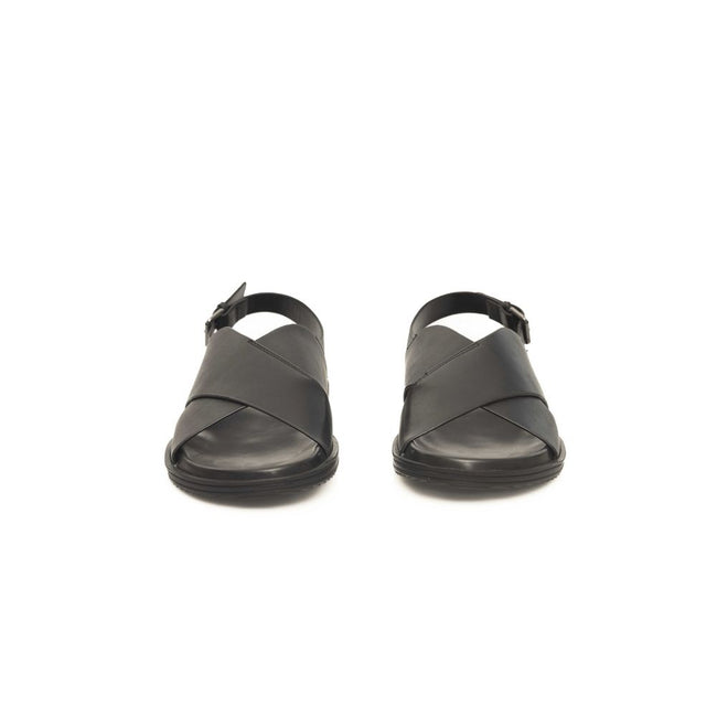 Cerruti 1881 Black Leather Men Sandal Cerruti 1881