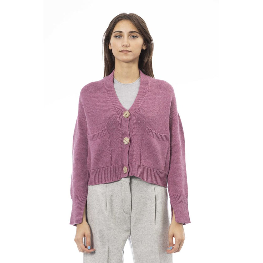 Alpha Studio Multicolor Merino Wool Women Cardigan Alpha Studio