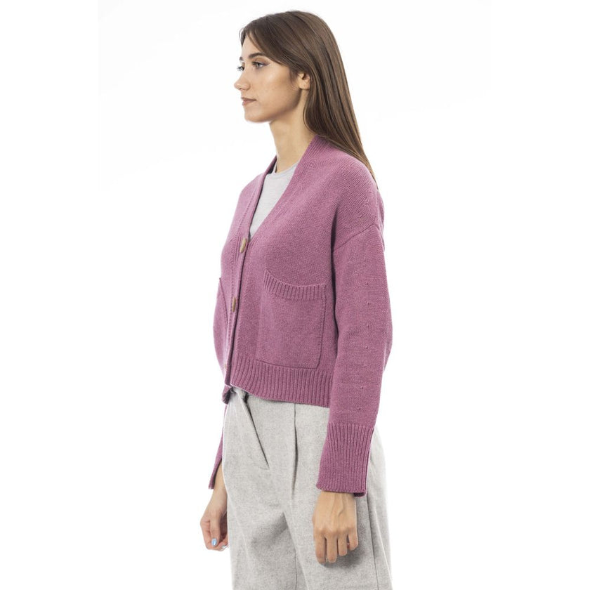 Alpha Studio Multicolor Merino Wool Women Cardigan Alpha Studio