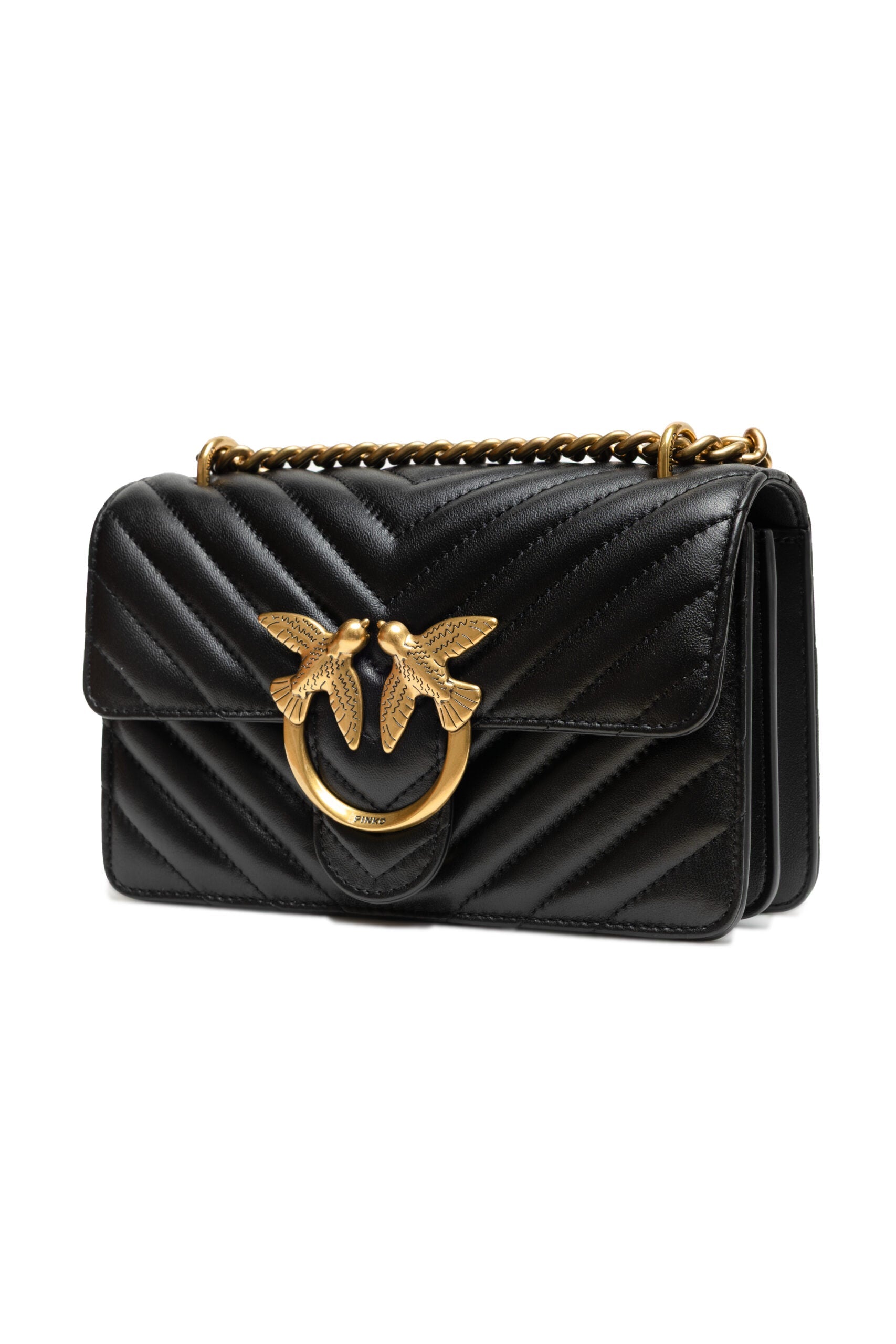 PINKO Black Leather Love One Mini Shoulder Bag PINKO