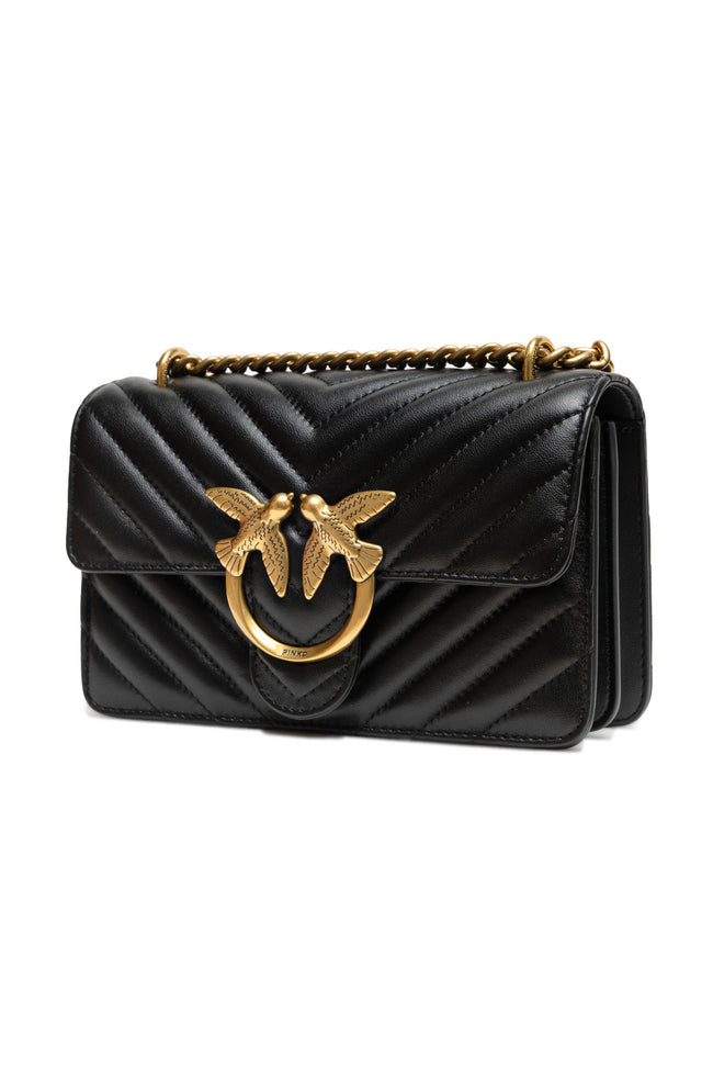 PINKO Black Leather Love One Mini Shoulder Bag PINKO