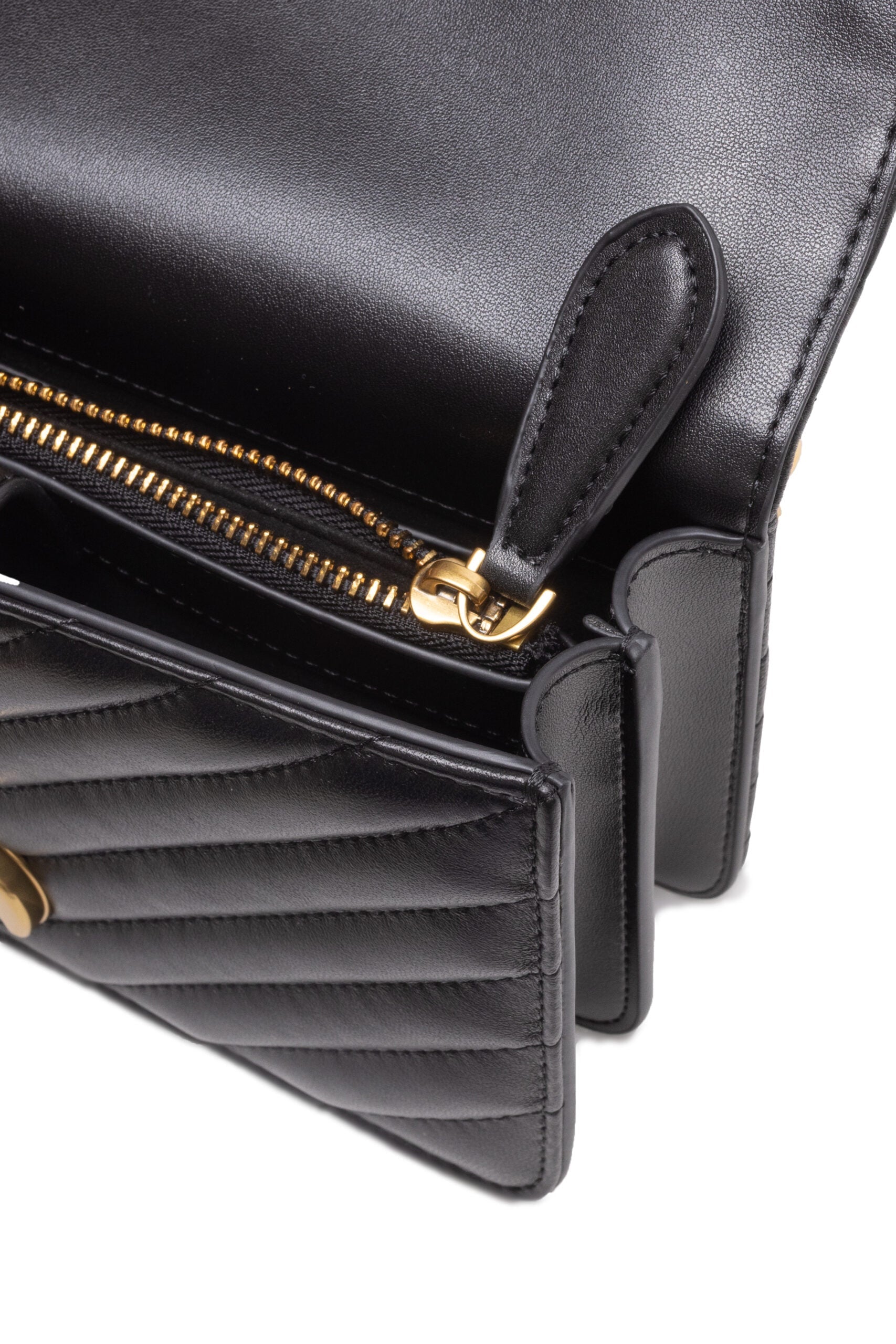 PINKO Black Leather Love One Mini Shoulder Bag PINKO