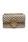 PINKO Grey Leather Love One Mini Shoulder Bag PINKO