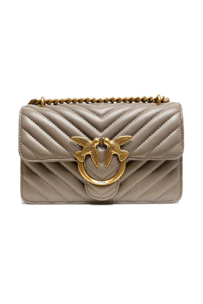 PINKO Grey Leather Love One Mini Shoulder Bag PINKO