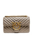 PINKO Grey Leather Love One Mini Shoulder Bag PINKO