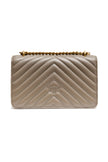 PINKO Grey Leather Love One Mini Shoulder Bag PINKO