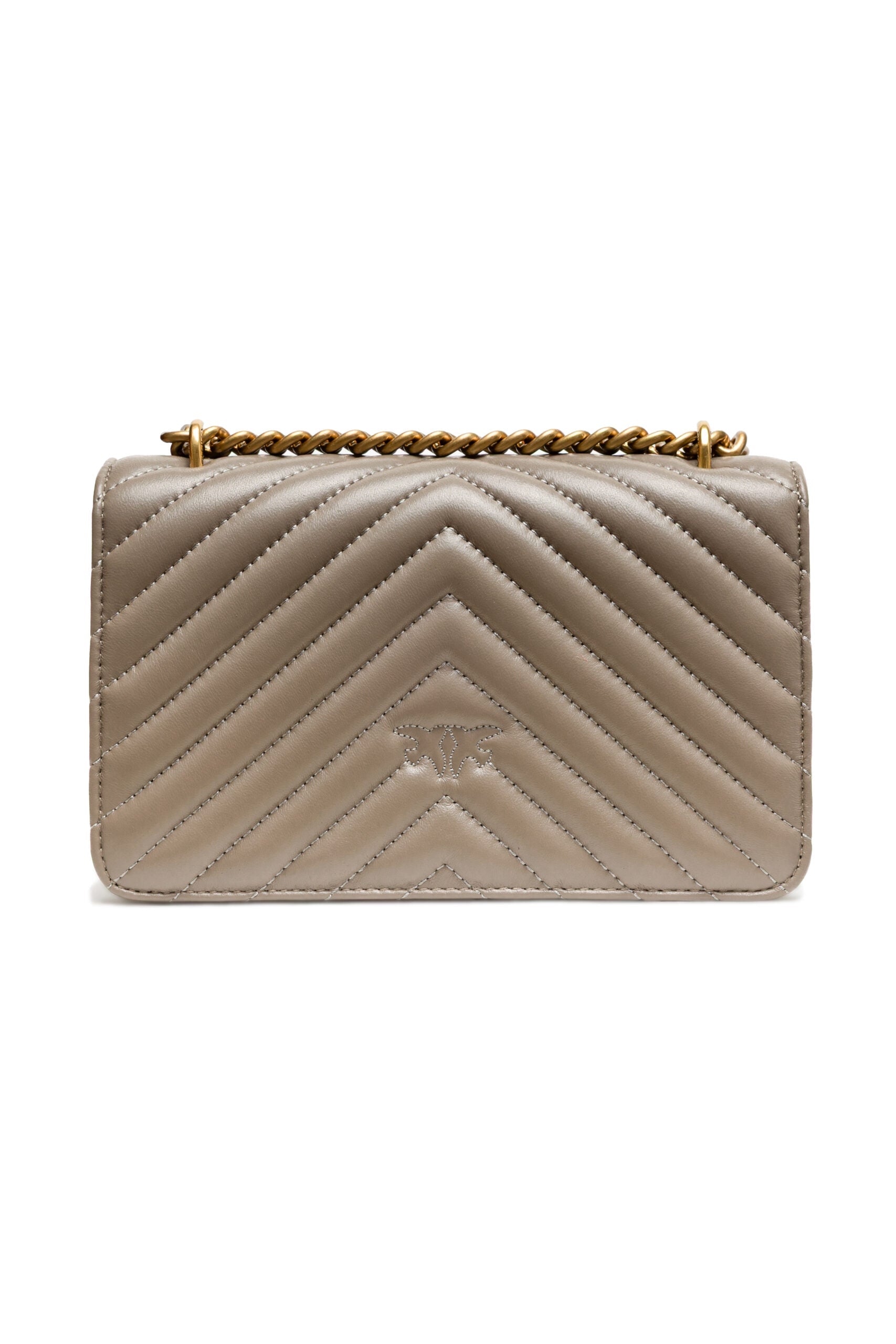 PINKO Grey Leather Love One Mini Shoulder Bag PINKO