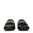 Versace Black Leather Slip-On Loafers Versace