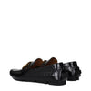 Versace Black Leather Slip-On Loafers Versace