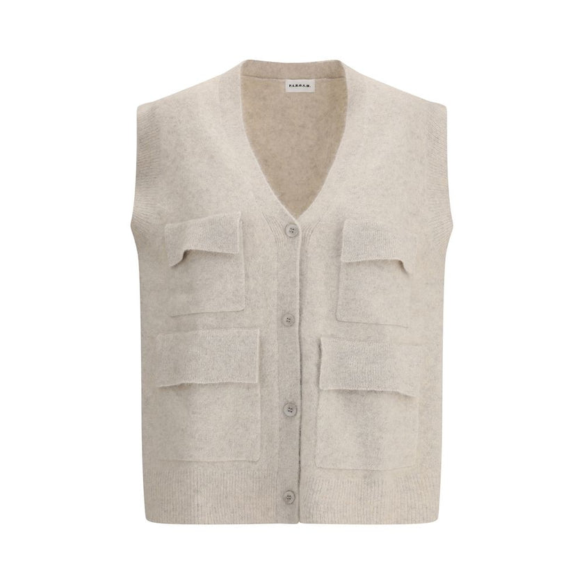 P.A.R.O.S.H. Cream Raccoon Fur Sleveless Jacket P.A.R.O.S.H.