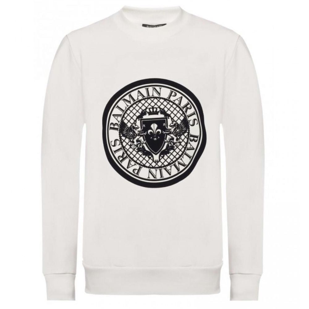 Balmain White Cotton Sweatshirt Balmain