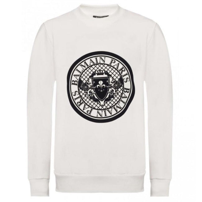 Balmain White Cotton Sweatshirt Balmain