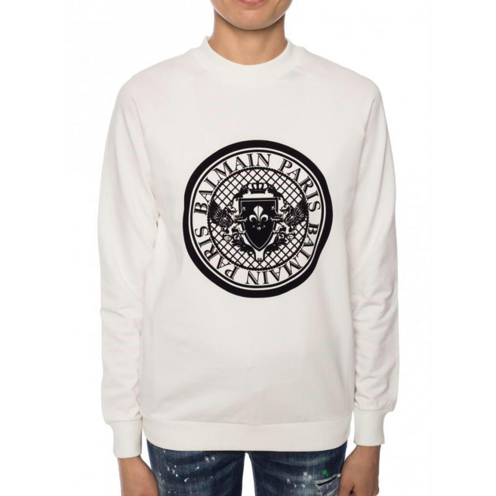 Balmain White Cotton Sweatshirt Balmain