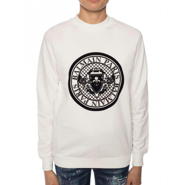 Balmain White Cotton Sweatshirt Balmain