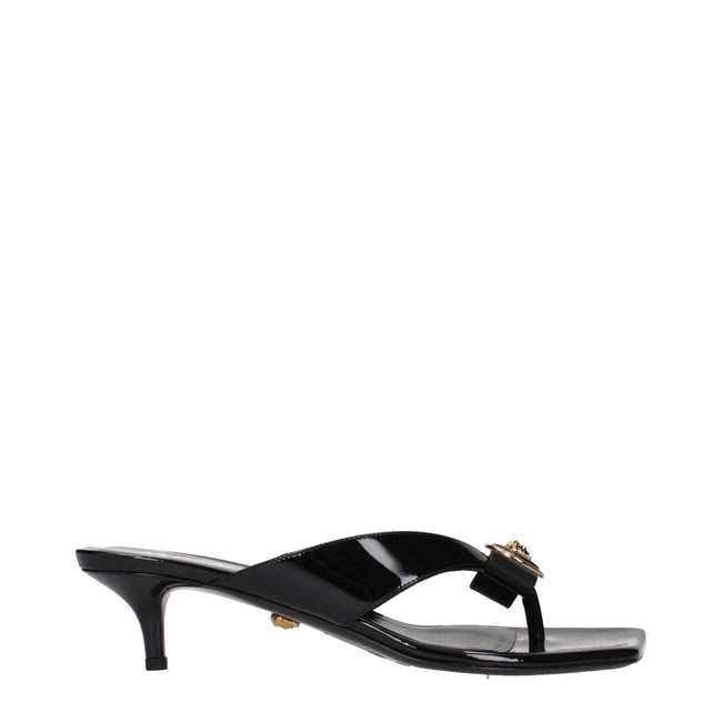 Versace Black Leather Stiletto Heels Sandals Versace