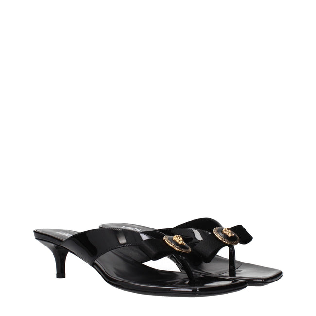 Versace Black Leather Stiletto Heels Sandals Versace