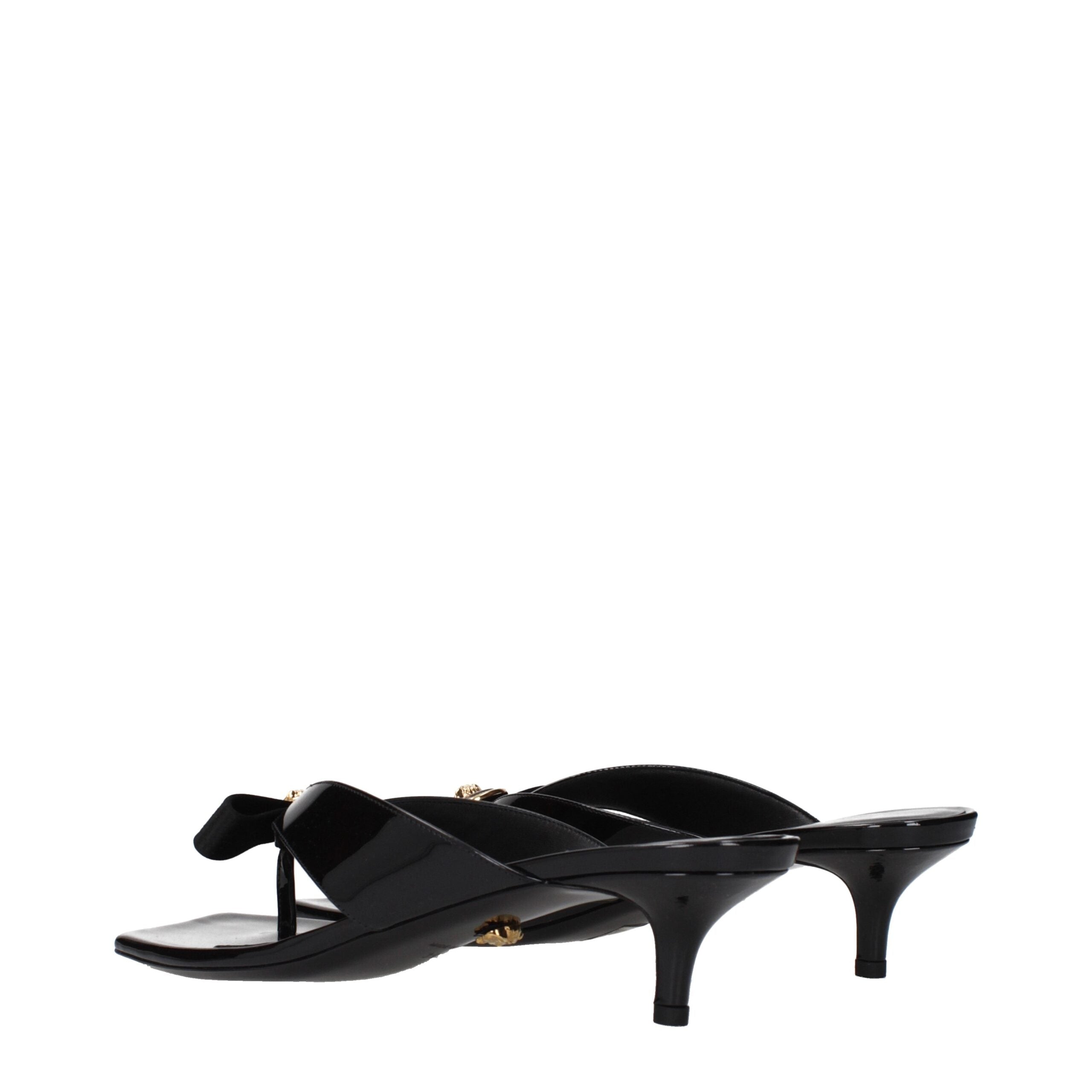 Versace Black Leather Stiletto Heels Sandals Versace