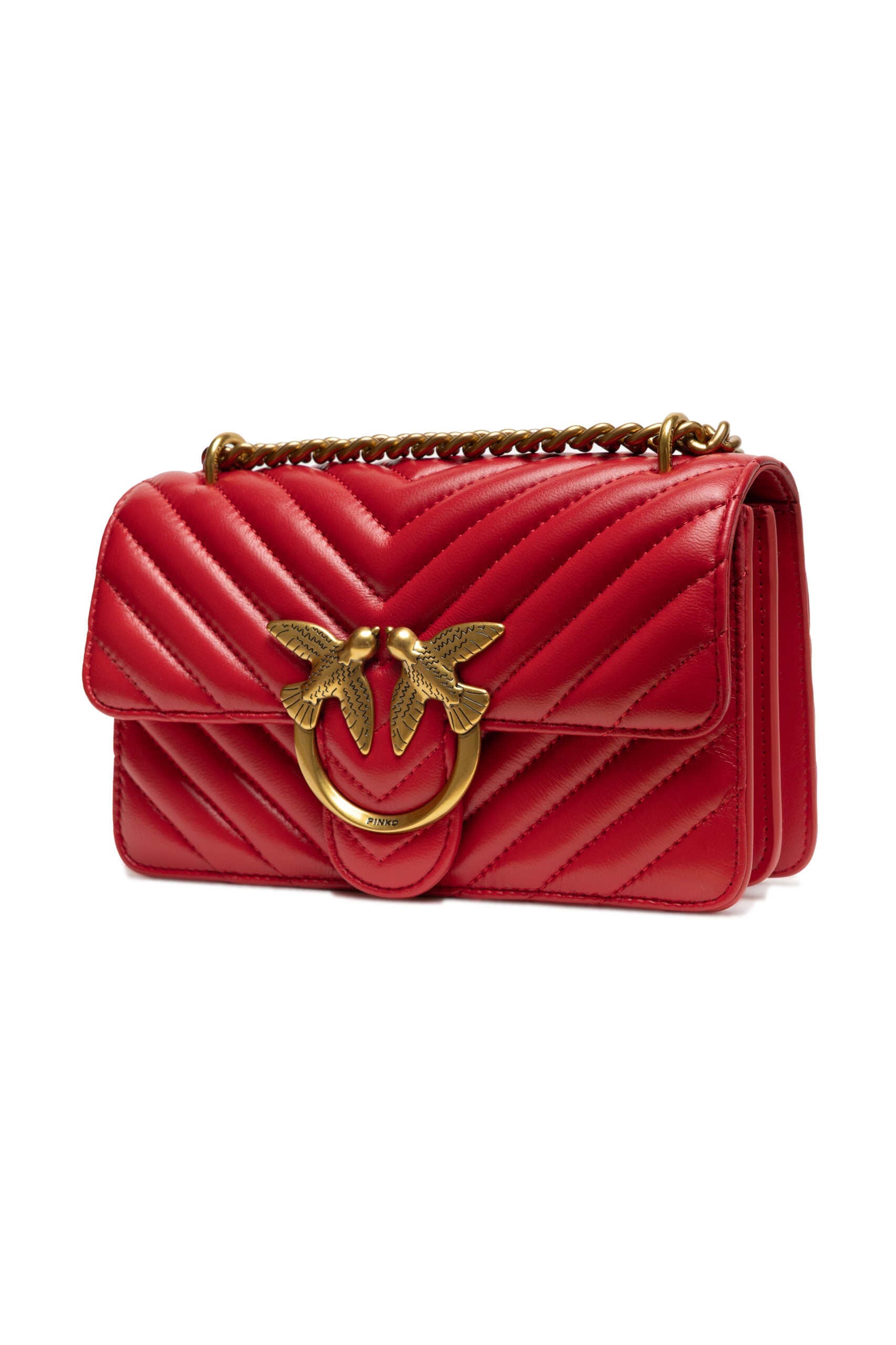 PINKO Red Leather Love One Mini Shoulder Bag PINKO