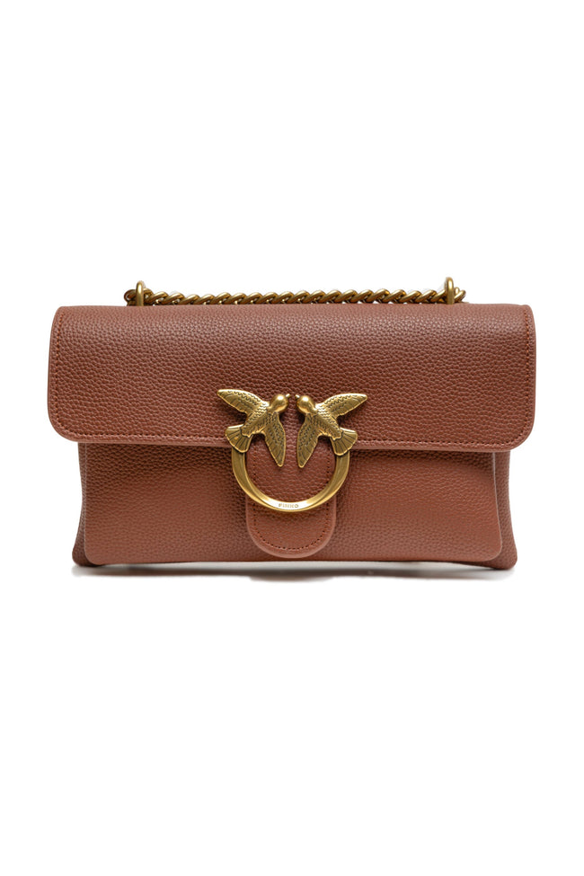 PINKO Brown Leather Love Boucle Riga Shoulder Bag PINKO