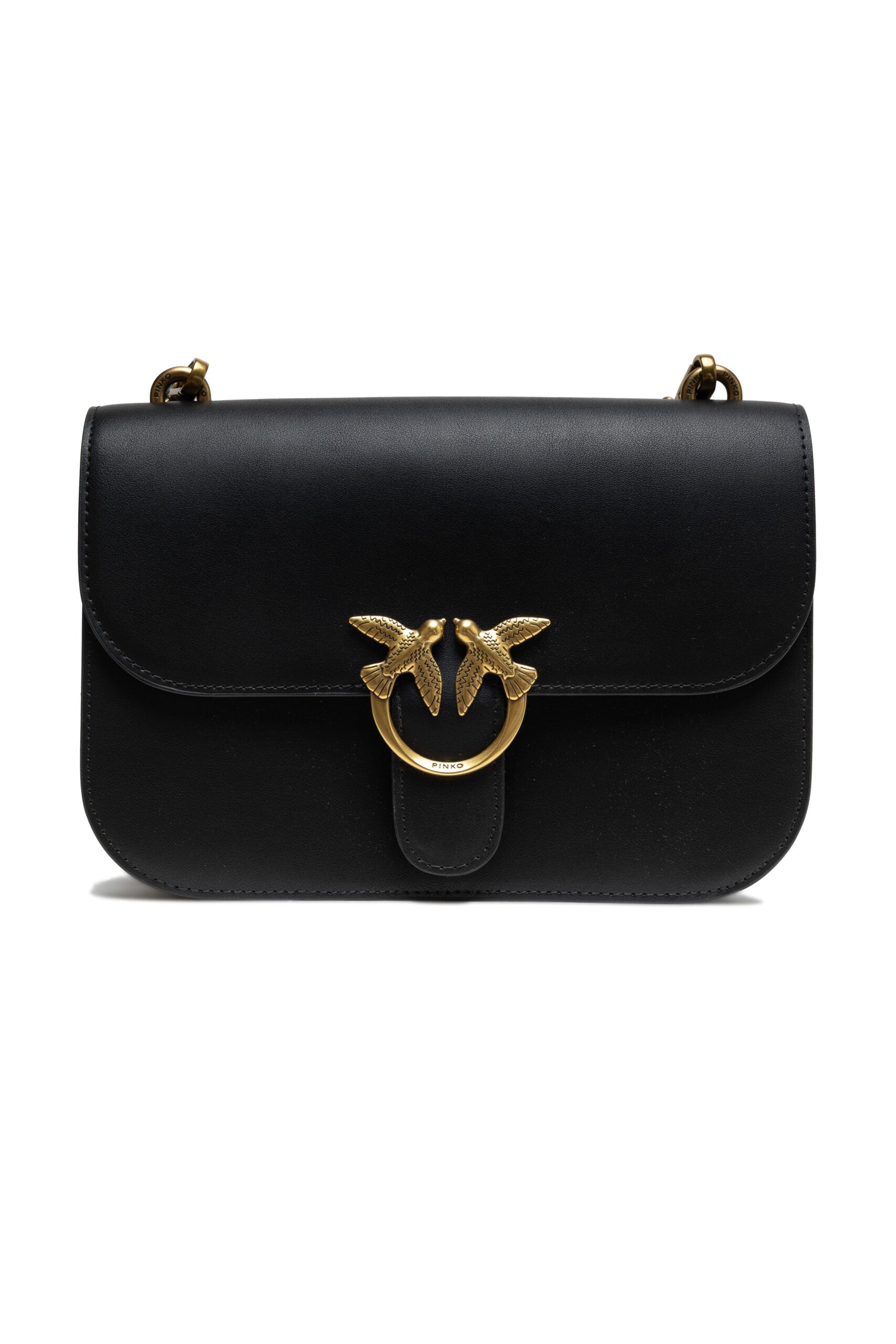 PINKO Black Leather Love Bell Classic Shoulder Bag PINKO