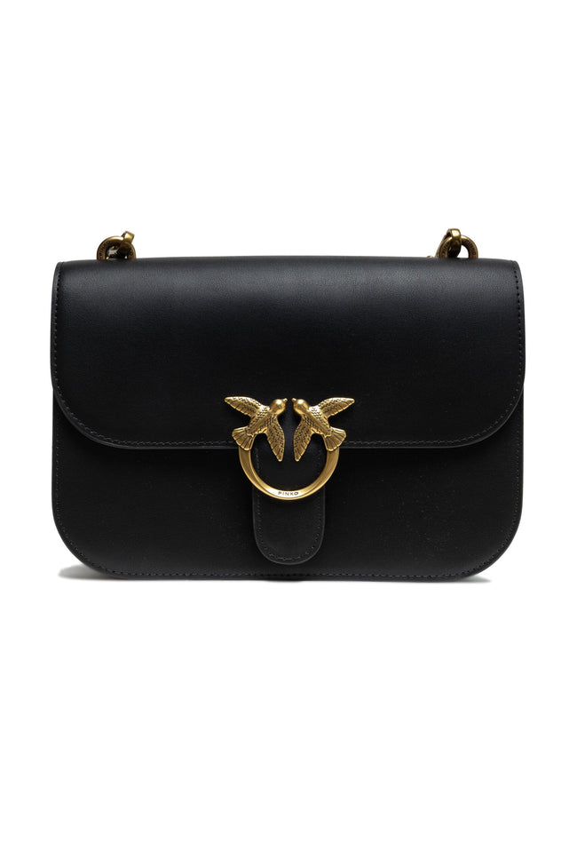 PINKO Black Leather Love Bell Classic Shoulder Bag PINKO