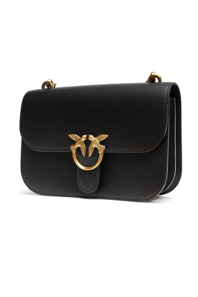 PINKO Black Leather Love Bell Classic Shoulder Bag PINKO