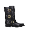Celine Black Leather Flat Boots Celine