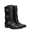 Celine Black Leather Flat Boots Celine