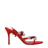 Manolo Blahnik Red Satin Stiletto Heels Sandals Manolo Blahnik