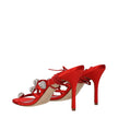 Manolo Blahnik Red Satin Stiletto Heels Sandals Manolo Blahnik