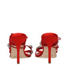 Manolo Blahnik Red Satin Stiletto Heels Sandals Manolo Blahnik