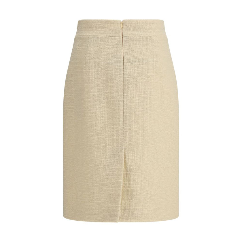 Valentino Cream Fleece Wool Skirt Valentino