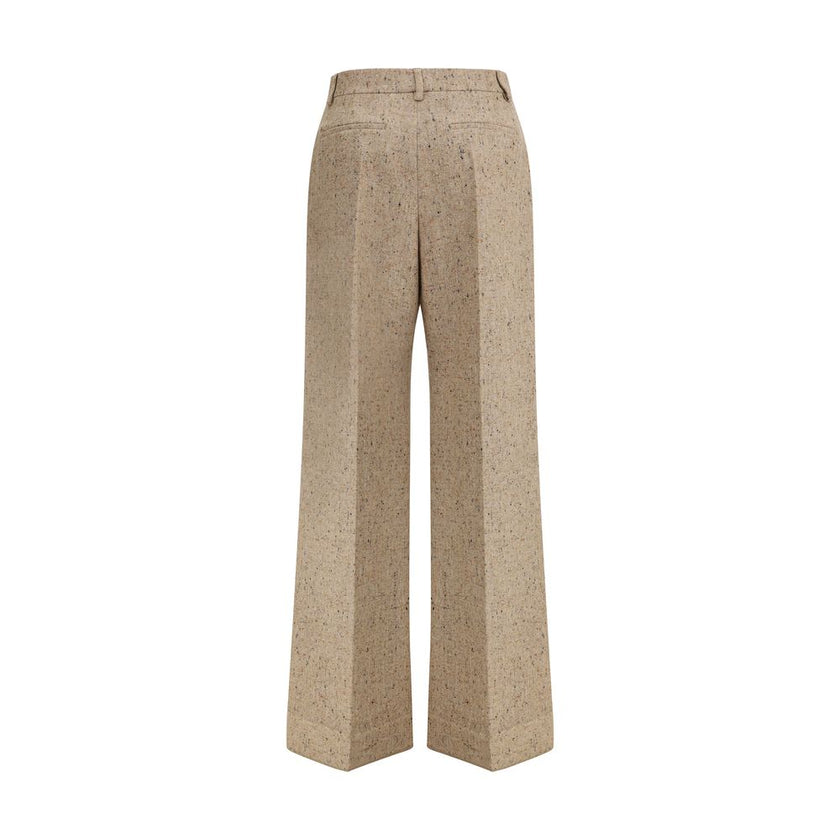 Valentino Beige Fleece Wool Casual Pants Valentino