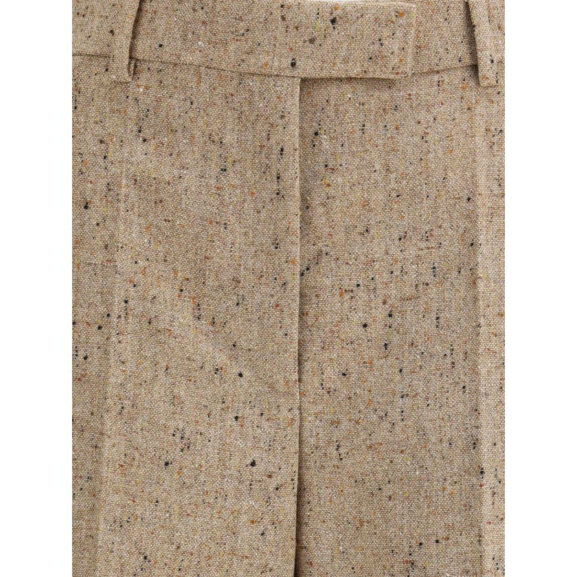 Valentino Beige Fleece Wool Casual Pants Valentino