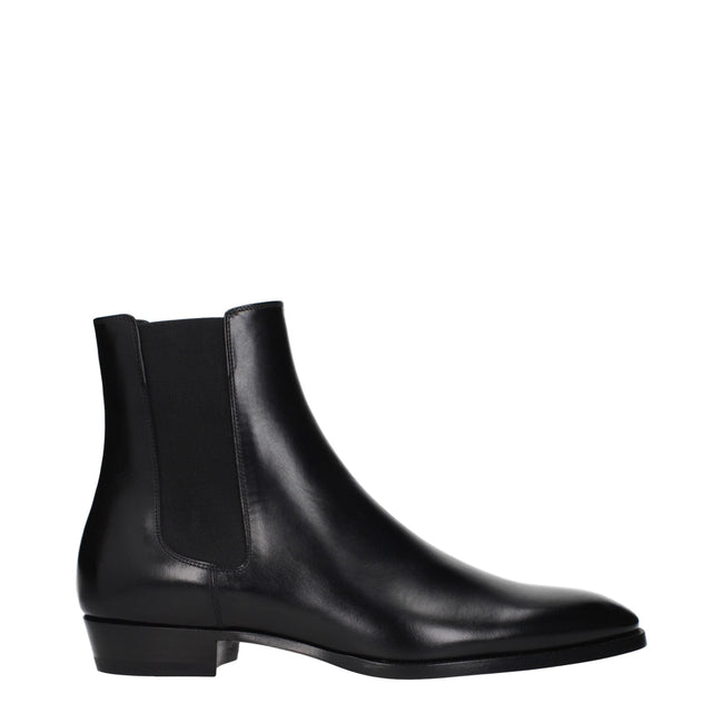 Celine Black Leather Ankle Boots Celine