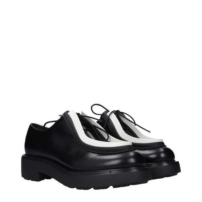 Prada Black Leather Oxfords And Derbies Prada