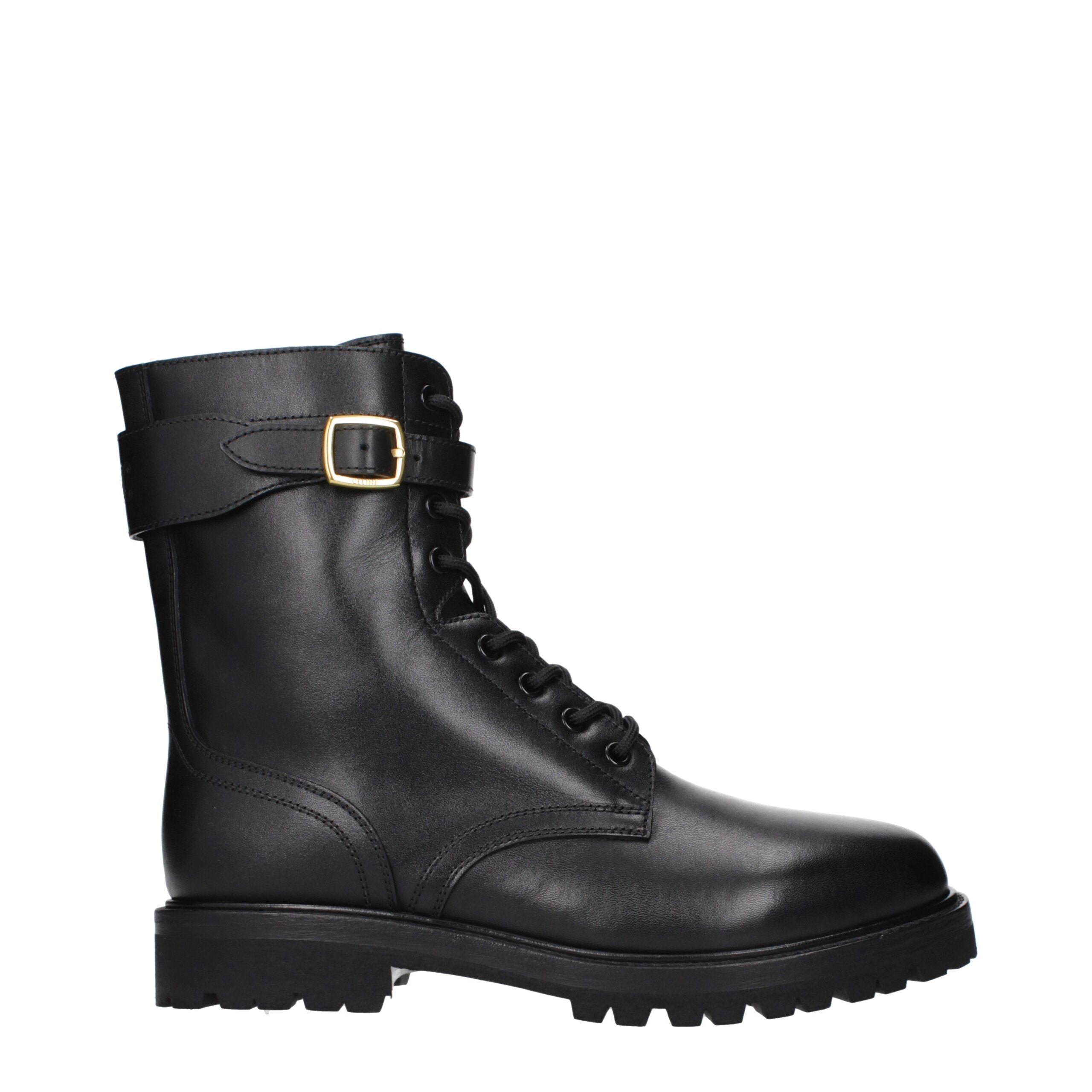 Celine Black Leather Ankle Boots Celine