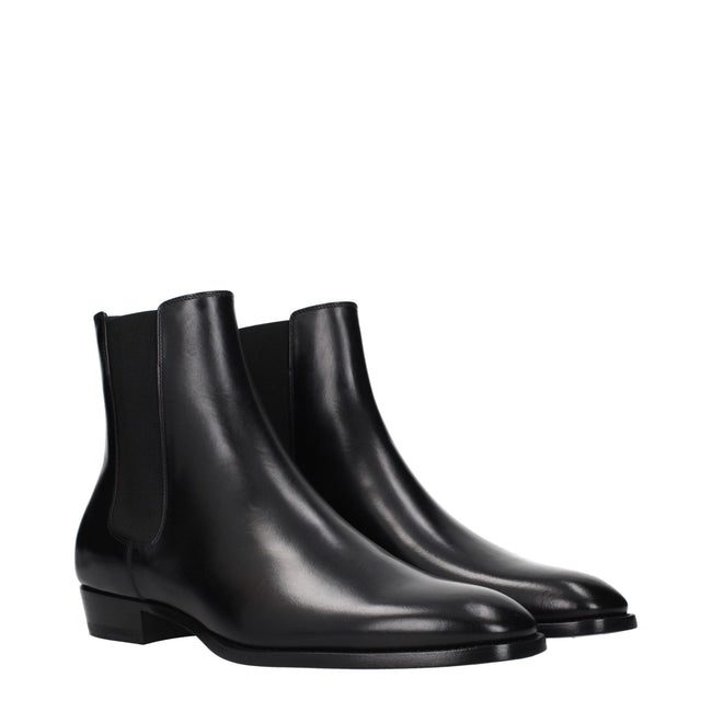 Celine Black Leather Ankle Boots Celine