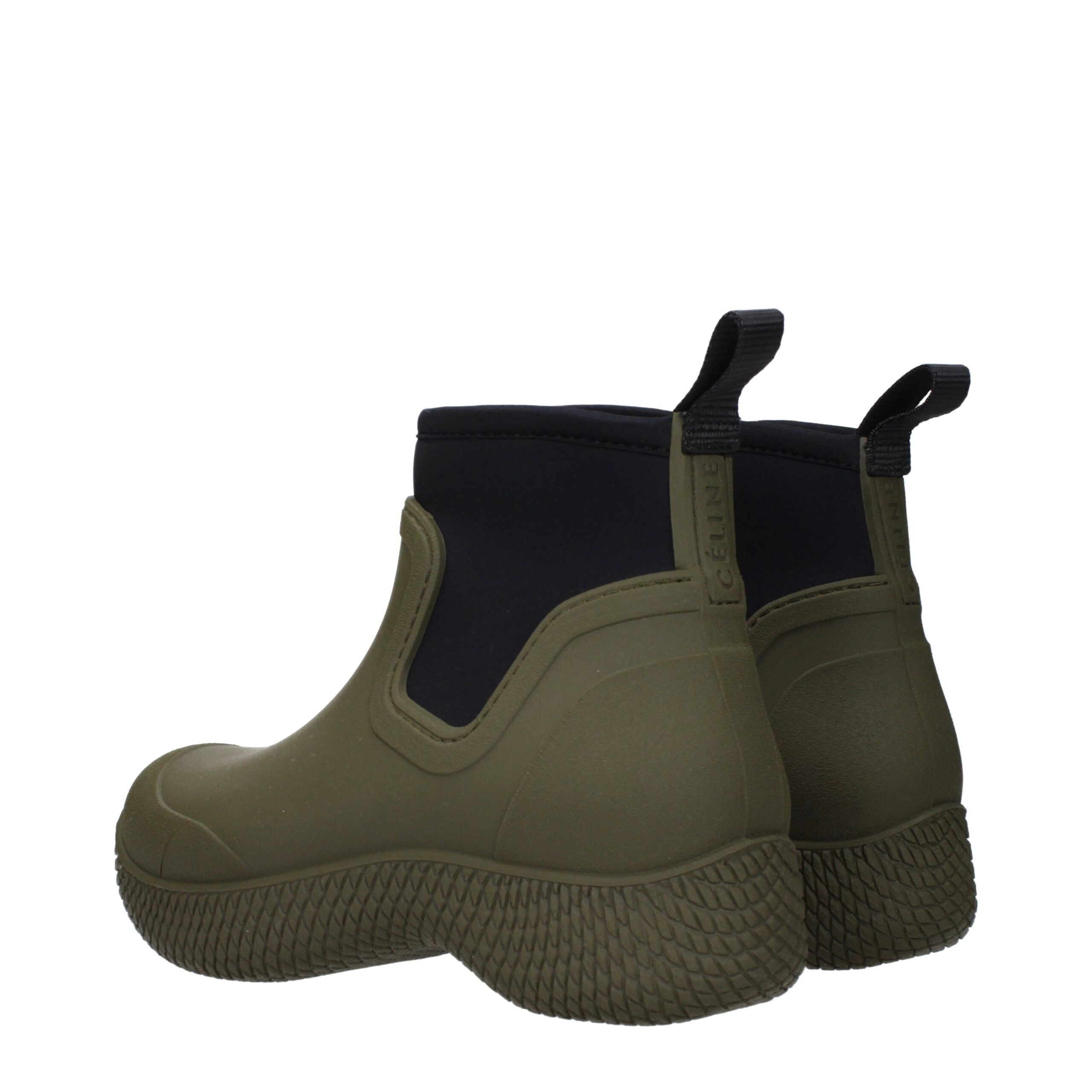 Celine Green Cotton Ankle Boots Celine