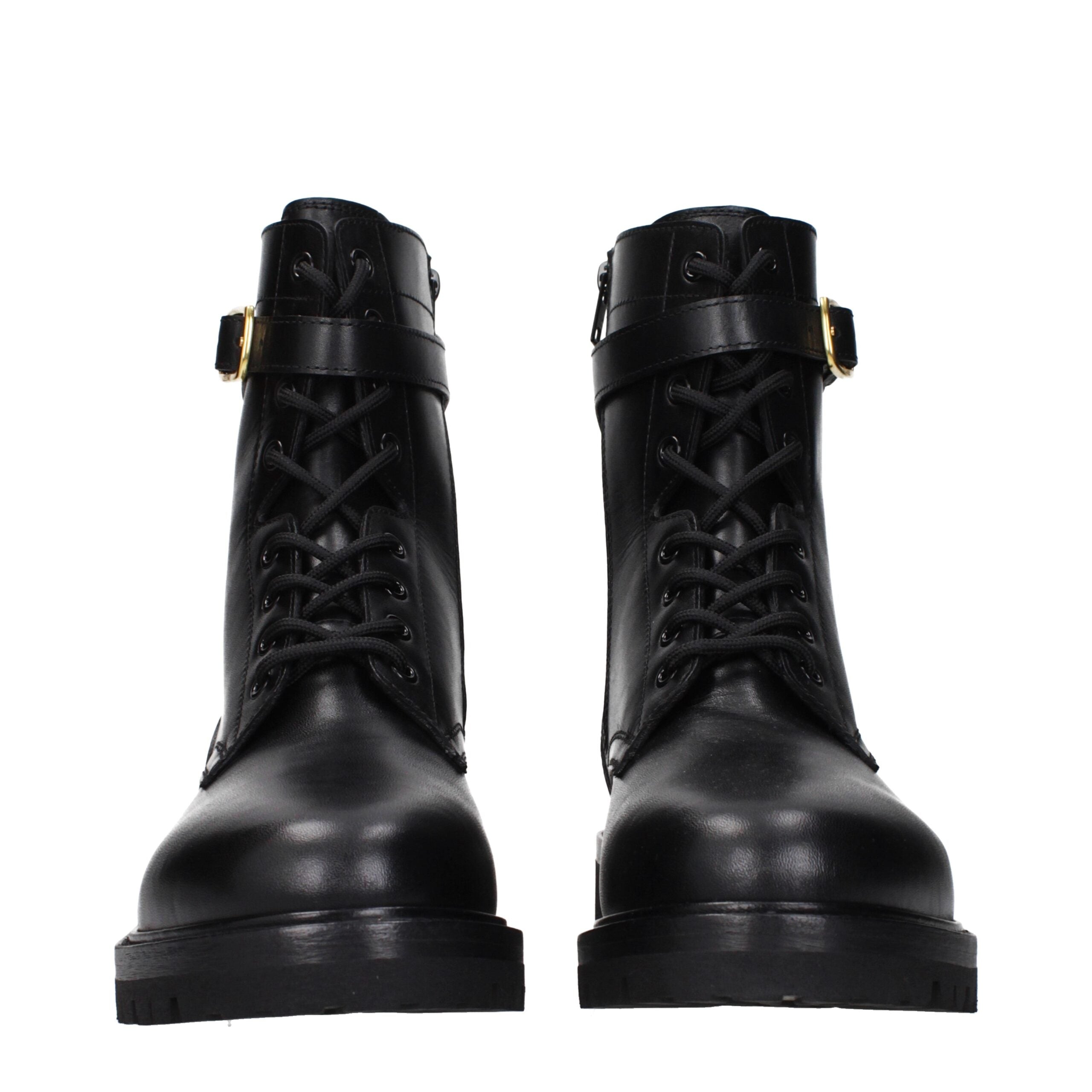 Celine Black Leather Ankle Boots Celine