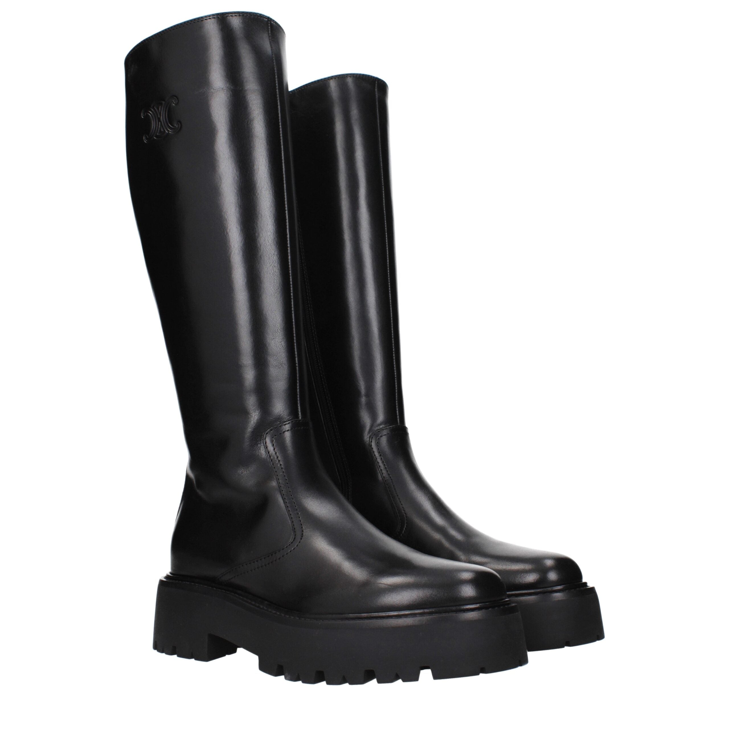 Celine Black Leather Ankle Boots Celine