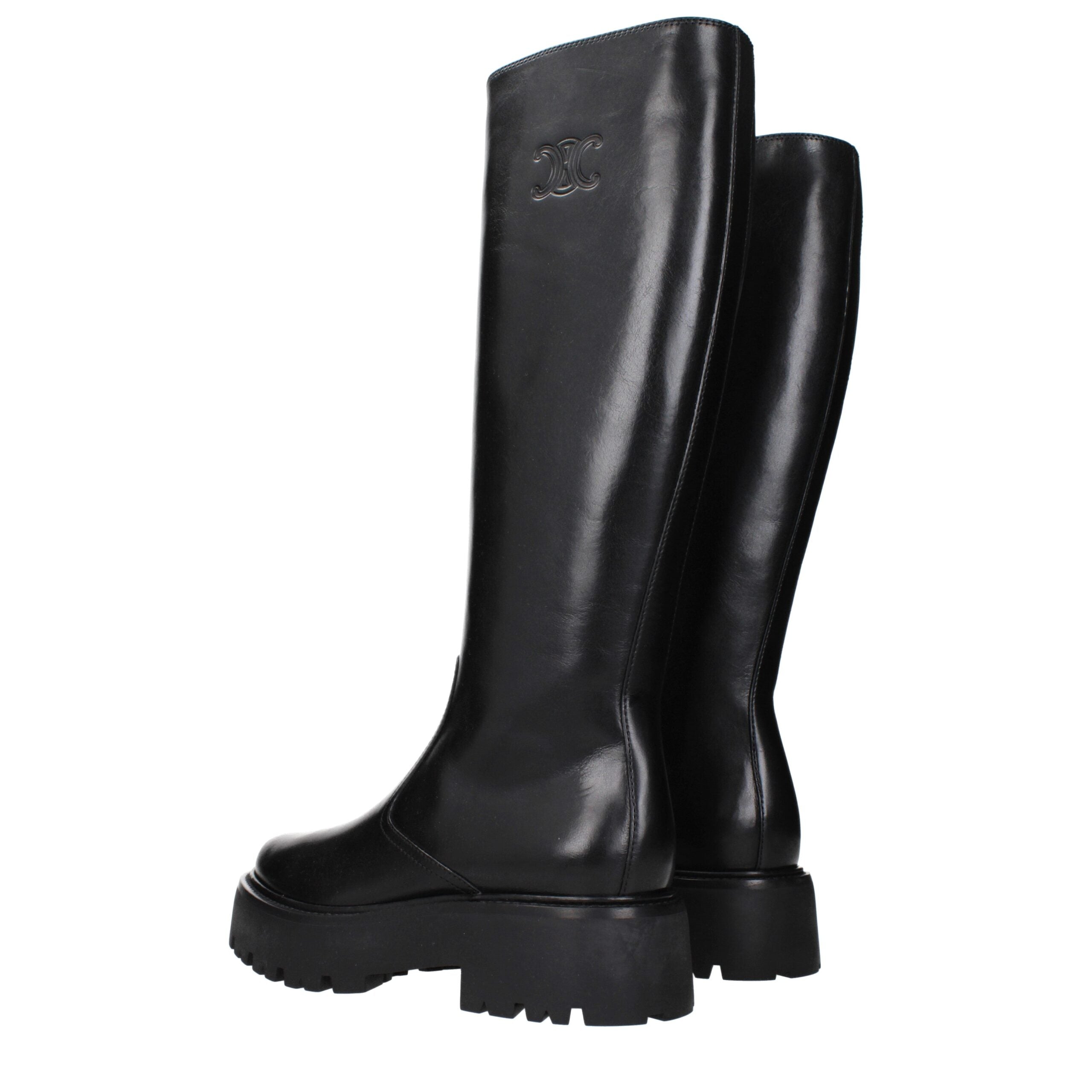 Celine Black Leather Ankle Boots Celine
