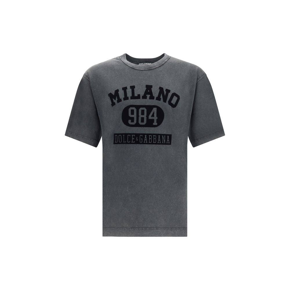 Dolce & Gabbana Cotton T-Shirt with velvety logo Dolce & Gabbana
