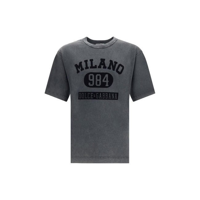 Dolce & Gabbana Cotton T-Shirt with velvety logo Dolce & Gabbana