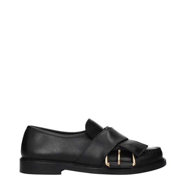 Moschino Black Leather Slip-On Loafers Moschino