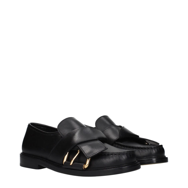Moschino Black Leather Slip-On Loafers Moschino