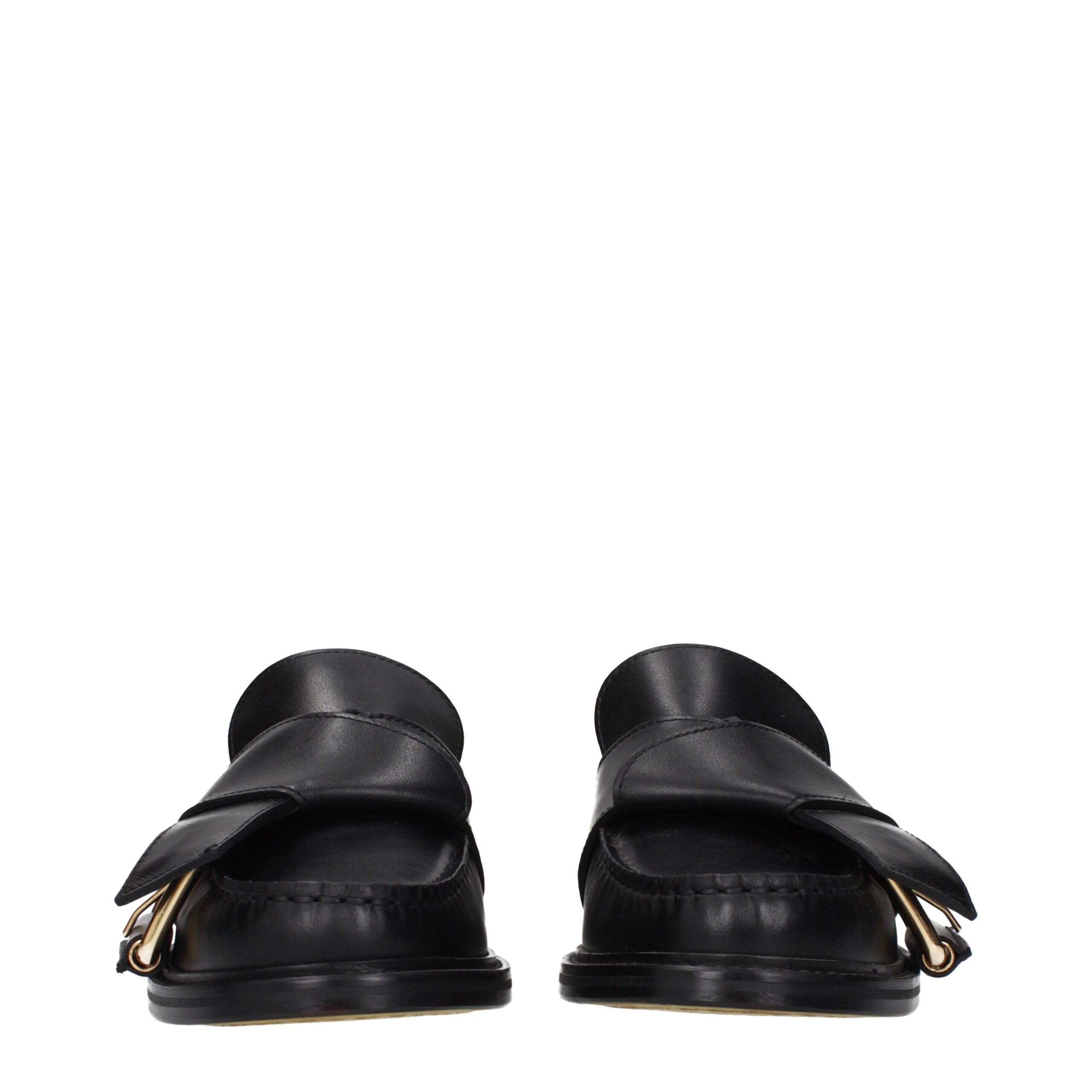 Moschino Black Leather Slip-On Loafers Moschino