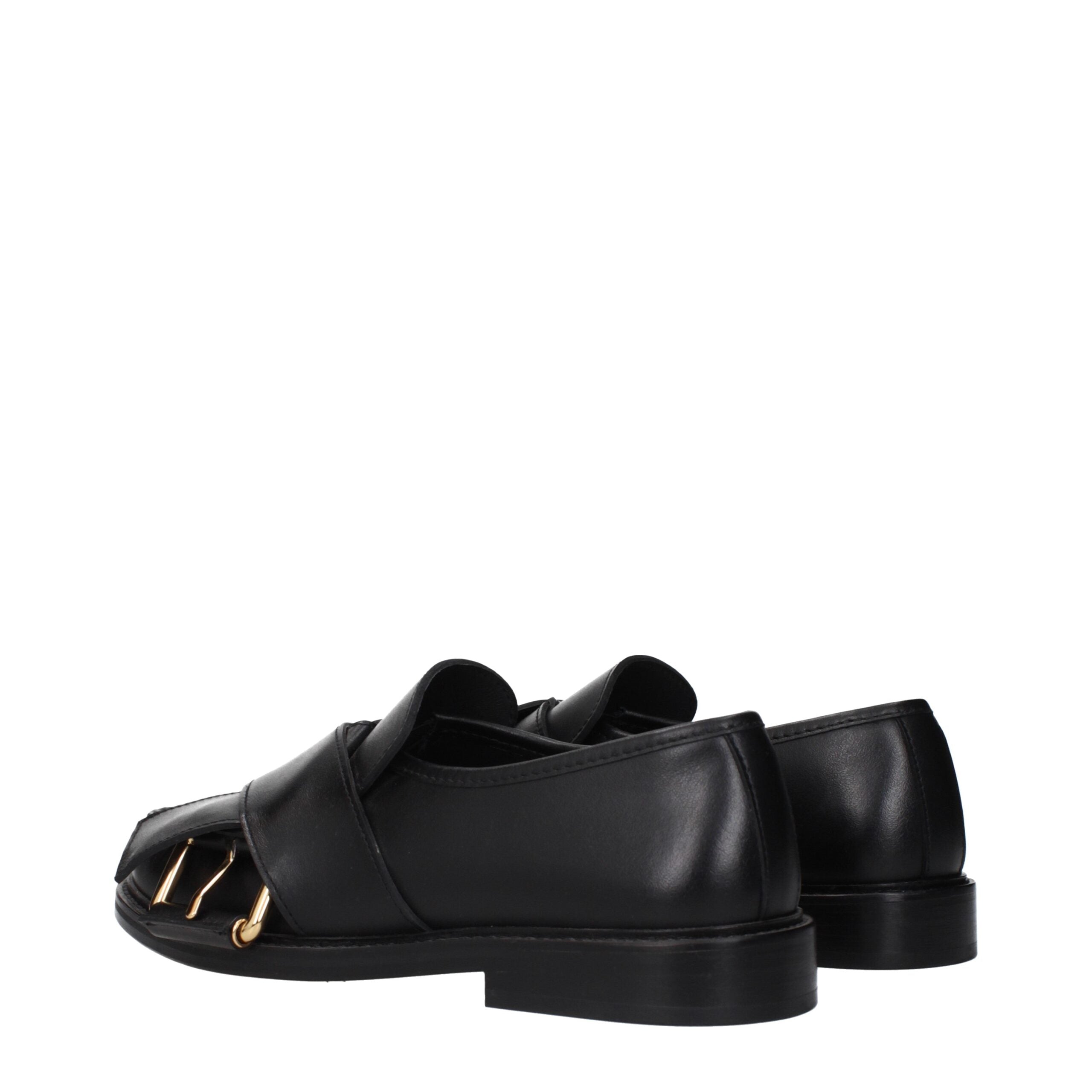 Moschino Black Leather Slip-On Loafers Moschino